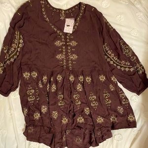 NWT Free People Arianna Embroidered Tunic.